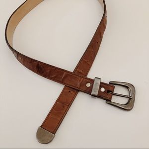 Vintage 90s Brown & Silver Leather Belt